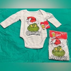 The Grinch Infant Onesie Size 0-3 Sibling Holiday Collection